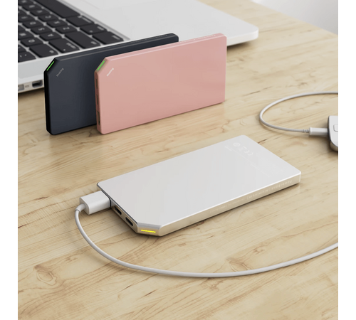 DesignNest PowerBank |Slim| Aluminium 5.000mAh microUSB/Lightning - Ασημί