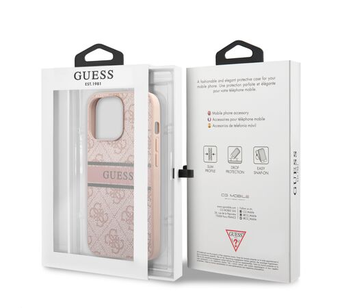 Guess "4G Logo Collection" Printed Stripe Θήκη προστασίας από δερματίνη – iPhone 13 Pro Max (Ροζ)
