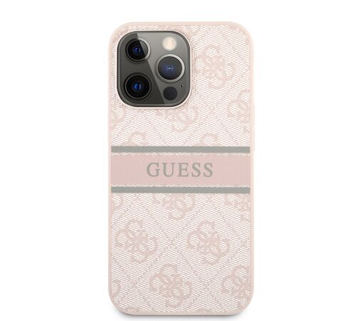 Guess "4G Logo Collection" Printed Stripe Θήκη προστασίας από δερματίνη – iPhone 13 Pro Max (Ροζ)