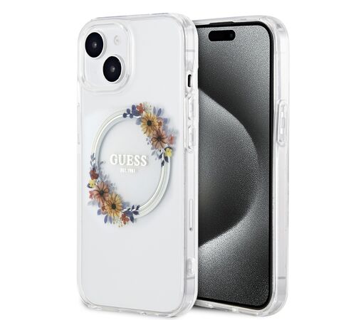 Guess “Flowers Wreath Collection” MagSafe Hard Case Θήκη προστασίας από σκληρό πλαστικό – iPhone 14 (Διάφανο – GUHMP14SHFWFCT)