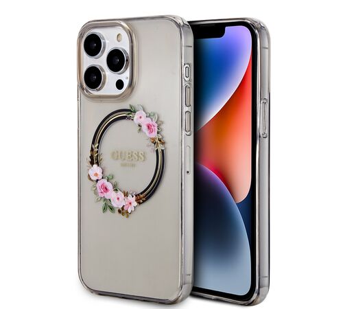 Guess “Flowers Wreath Collection” MagSafe Hard Case Θήκη προστασίας από σκληρό πλαστικό – iPhone 14 Pro Max (Μαύρο – GUHMP14XHFWFCK)