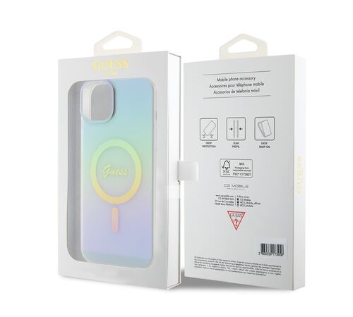 Guess Iridescent Magsafe Case Πολύχρωμη θήκη προστασίας από σκληρό πλαστικό – iPhone 15 Plus (Rainbow Purple – GUHMP15MHITSQ)
