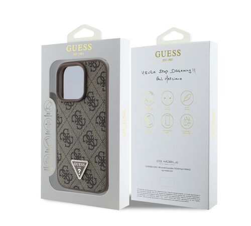 Guess “4G Triangle Strass Collection” Hard Case Θήκη προστασίας από δερματίνη– iPhone 16 Pro (Καφέ – GUHCP16LP4TDPW)