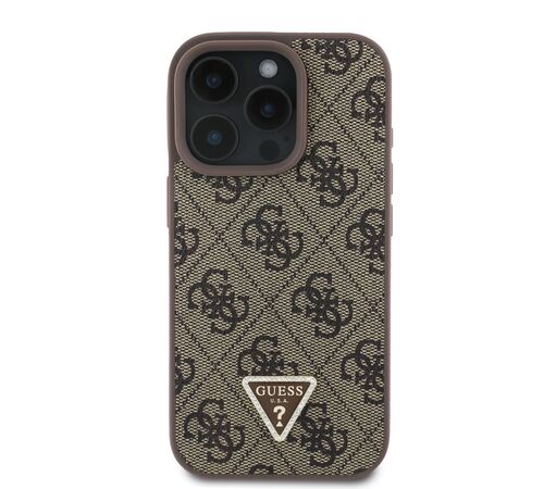 Guess “4G Triangle Strass Collection ” Hard Case Θήκη προστασίας από δερματίνη– iPhone 16 Pro Max (Καφέ – GUHCP16XP4TDPW)