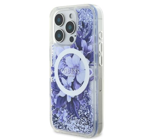 Guess Magsafe “Liquid Glitter Flower" Hard Case Θήκη προστασίας από σκληρό πλαστικό – iPhone 16 Pro (Μωβ – GUHMP16LLFMWTU)