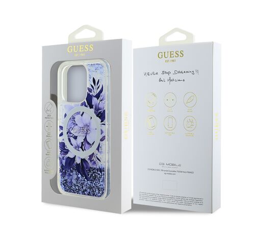 Guess Magsafe “Liquid Glitter Flower" Hard Case Θήκη προστασίας από σκληρό πλαστικό – iPhone 16 Pro (Μωβ – GUHMP16LLFMWTU)