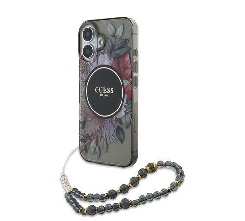 Guess Magsafe “Flowers with Pearl Strap” Hard Case Θήκη προστασίας από σκληρό πλαστικό – iPhone 16 (Μαύρο – GUHMP16SHFWBRCESK)