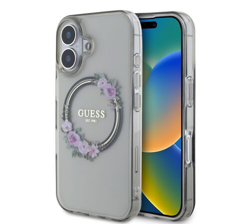 Guess Magsafe “Flower Wreath” Hard Case Θήκη προστασίας από σκληρό πλαστικό – iPhone 16 (Μαύρο – GUHMP16SHFWFCK)