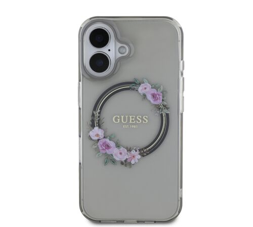 Guess Magsafe “Flower Wreath” Hard Case Θήκη προστασίας από σκληρό πλαστικό – iPhone 16 (Μαύρο – GUHMP16SHFWFCK)