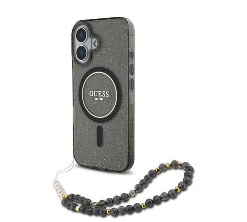Guess Magsafe “Glitter with Pearl Strap” Hard Case Θήκη προστασίας από σκληρό πλαστικό – iPhone 16 (Μαύρο – GUHMP16SHGCRELSK)