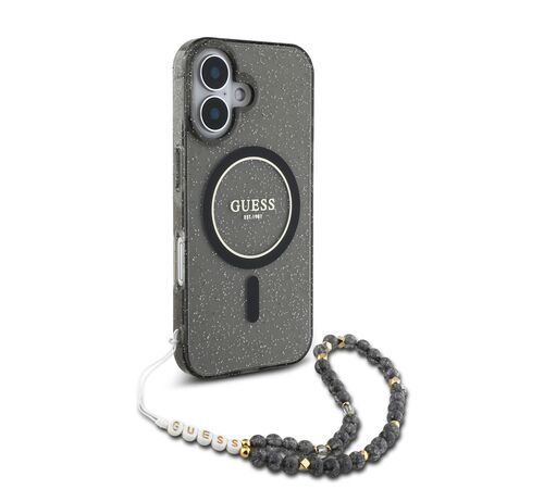 Guess Magsafe “Glitter with Pearl Strap” Hard Case Θήκη προστασίας από σκληρό πλαστικό – iPhone 16 (Μαύρο – GUHMP16SHGCRELSK)