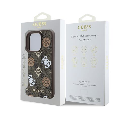 Guess Magsafe “Peony on 4G Background Collection” Hard Case Θήκη προστασίας από σκληρό πλαστικό – iPhone 16 Pro Max (Καφέ  – GUHMP16XP4PWPW)