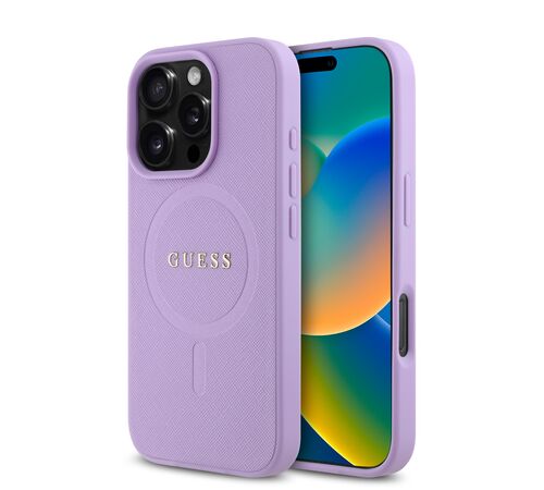 Guess Magsafe “Saffiano Collection" Hard Case Θήκη προστασίας από δερματίνη – iPhone 16 Pro Max (Μωβ – GUHMP16XPSAHMCU)