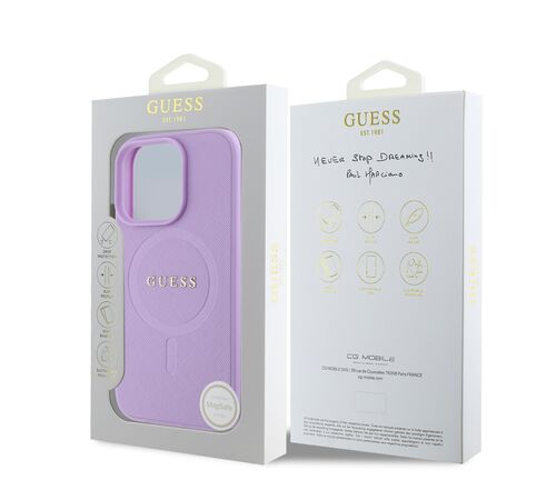 Guess Magsafe “Saffiano Collection" Hard Case Θήκη προστασίας από δερματίνη – iPhone 16 Pro Max (Μωβ – GUHMP16XPSAHMCU)