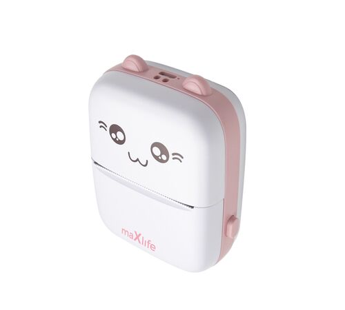 Maxlife Bluetooth thermal printer MXTP-100 pink - Παιδική ψηφιακή φωτογραφική μηχανή στιγμιαιας εκτύπωσης σε ροζ χρώμα