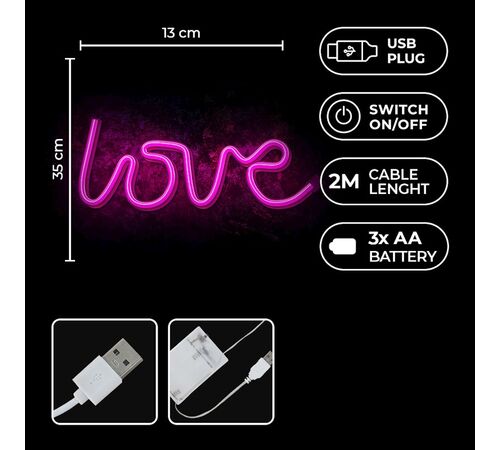Forever Neon LED Light Love pink Bat