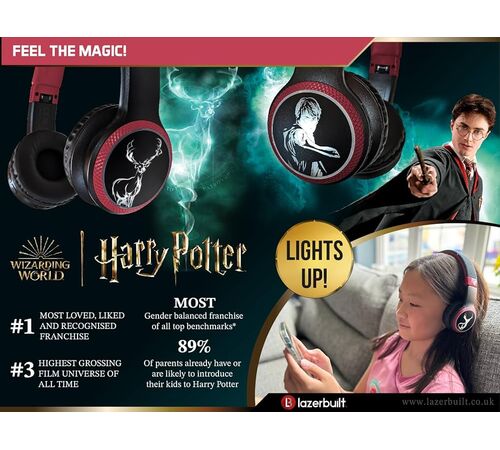 Lazerbuilt Harry Potter Light-Up Patronus Bluetooth Headphones – Ασύρματα Παιδικά Ακουστικά με Μικρόφωνο