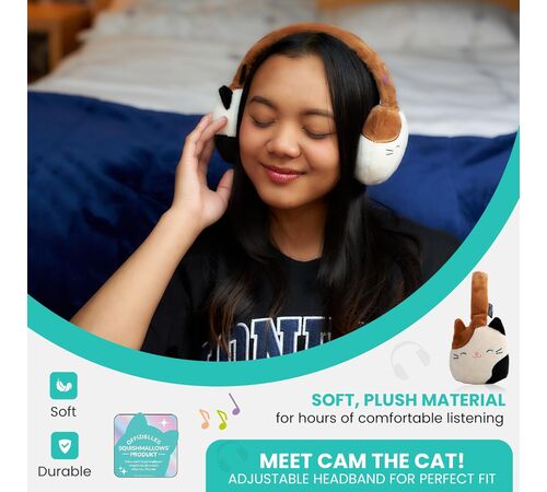 Lazerbuilt Squishmallows Cam the Cat – Λούτρινα Ασύρματα Παιδικά Ακουστικά με Μικρόφωνο
