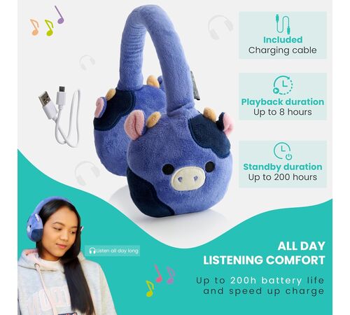 Lazerbuilt Squishmallows Ingred The Cow – Λούτρινα Ασύρματα Παιδικά Ακουστικά με Μικρόφωνο