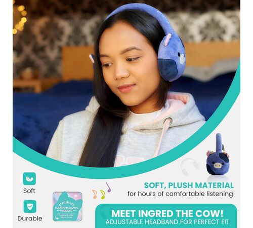 Lazerbuilt Squishmallows Ingred The Cow – Λούτρινα Ασύρματα Παιδικά Ακουστικά με Μικρόφωνο