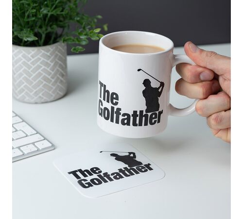 The Source Golfather Mug and Coaster – Κούπα & Σουβέρ Golfather – Σετ Δώρου για Παίκτες του Γκολφ