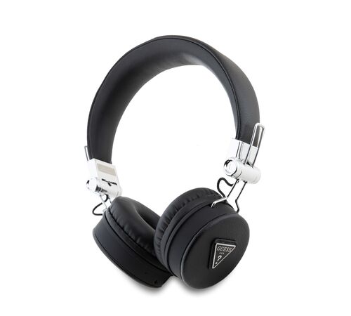 Guess Grained Triangle Logo Classic Round Shape Bluetooth ENC Headphones (Black - GUBH70PGTSPSK)