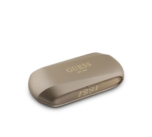 Guess Elongated Metallic Classic Printed Logo True Wireless ENC Earphones (Gold - GUTWSC2MCDSD)