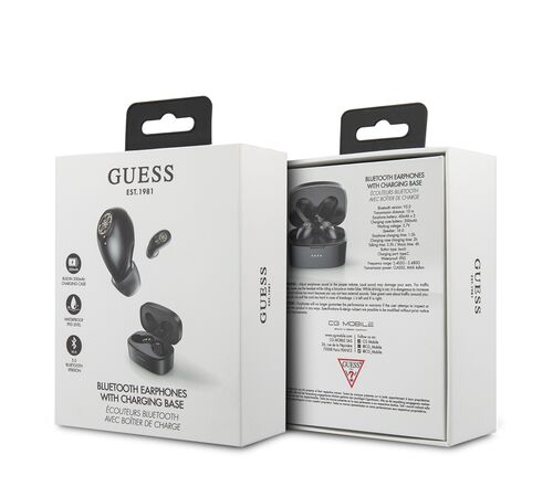 Guess Bluetooth Stereo Headset 5.0 True Wireless Ασύρματα Ακουστικά & θήκη φόρτισης (Μαύρα - GUTWSJL4GBK)