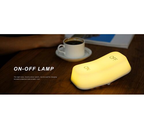 Designnest® ON-OFF Lamp |MUID| Φωτάκι νυκτός με Αισθητήρα Κλίσης & Επαναφορτιζόμενη Μπαταρία από μαλακή σιλικόνη (κίτρινο/Warm)