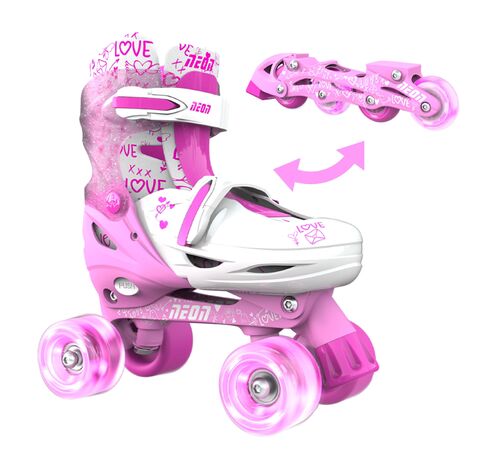 YVOLUTION Neon Combo Πατίνια 2 σε 1 - Ροζ, (34-37)