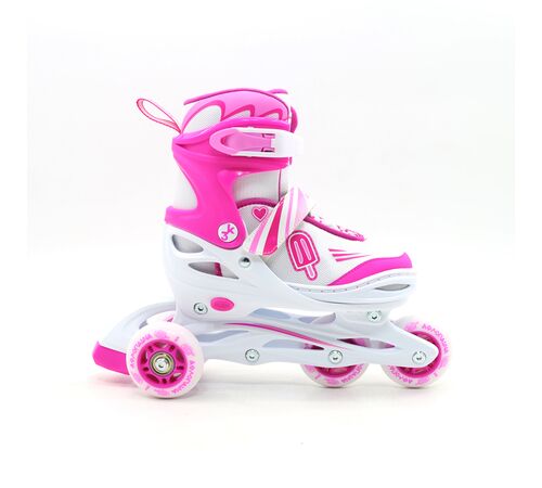 Αθλοπαιδιά Αυξομειούμενα Inline/Roller Skates/Παγοπέδιλα, 3 σε 1, για Κορίτσια Χρώμα (Φούξια), Μέγεθος (26-29)