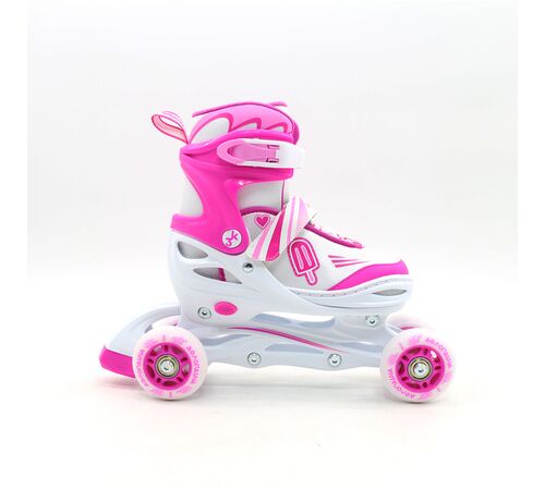 Αθλοπαιδιά Αυξομειούμενα Inline/Roller Skates/Παγοπέδιλα, 3 σε 1, για Κορίτσια Χρώμα (Φούξια), Μέγεθος (26-29)